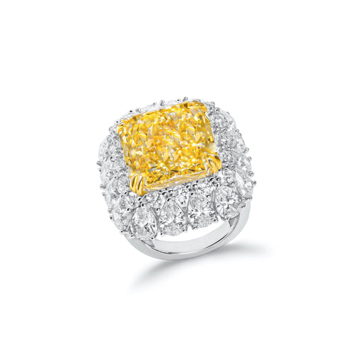 profile view of Radiant yellow zircon silver statement ring