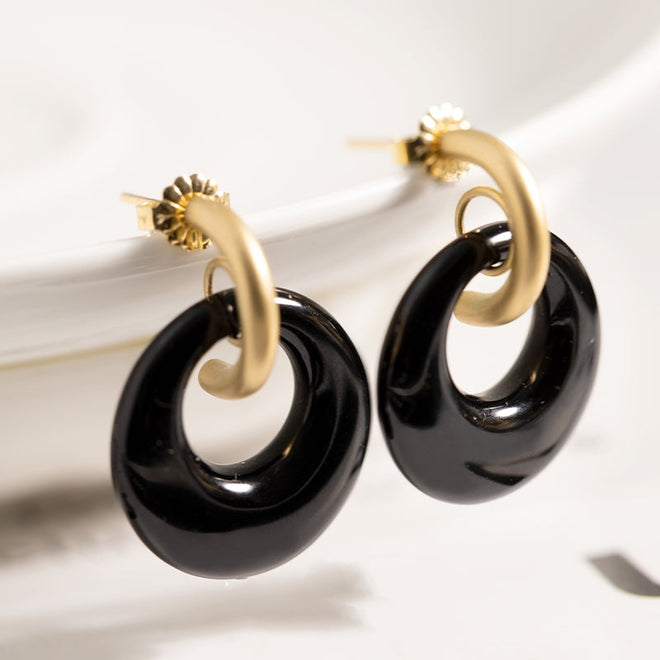 Onyx Donut Earrings