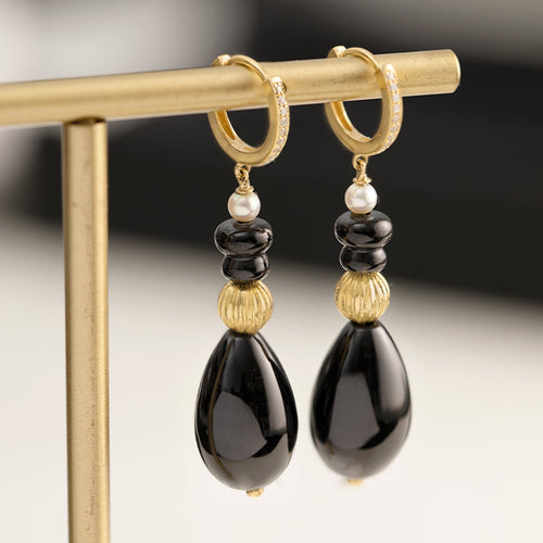 Black Spinal Drop Earrings