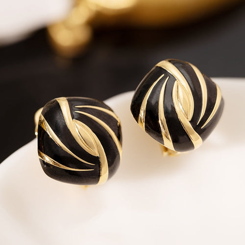 Black Enamel & White Enamel Earrings