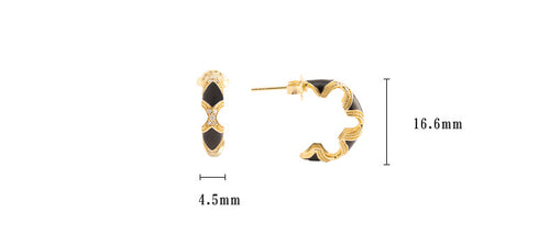 Black Enamel Earrings With Diamonds