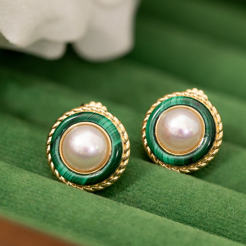 Malachite & Akoya Pearl Earrings