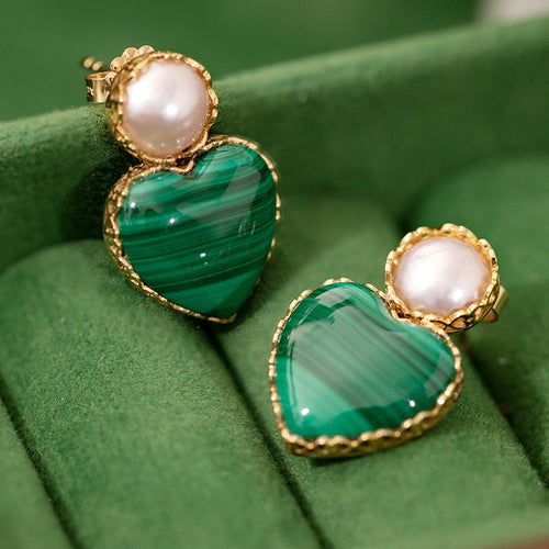 Malachite & Akoya Pearl Earrings