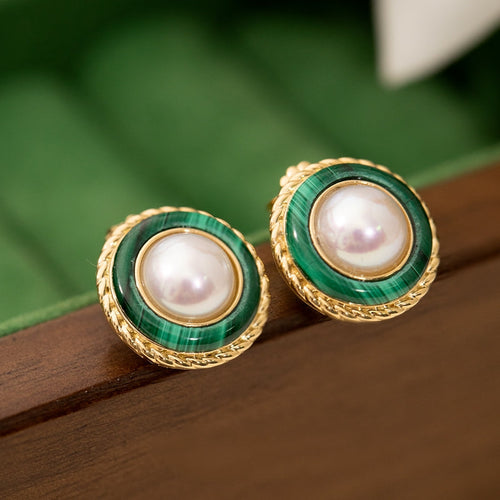 Malachite & Akoya Pearl Earrings