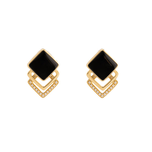 Black Spinal Earrings With Diamonds