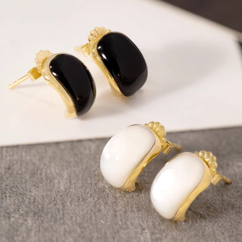 Onyx & Mother Of Pearl Earrings