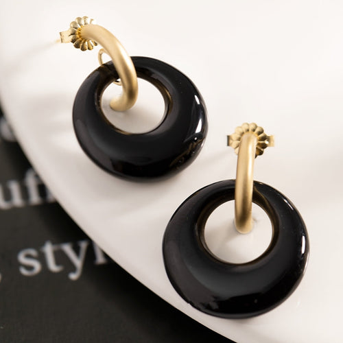 Onyx Donut Earrings