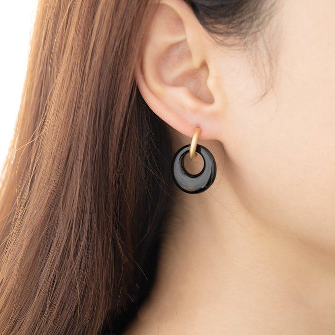 Onyx Donut Earrings