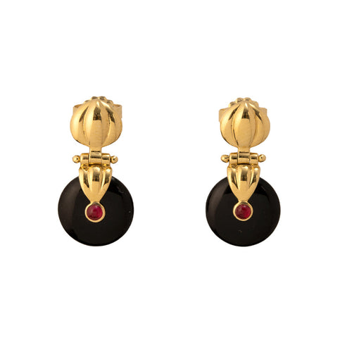 Onyx Earrings with ruby