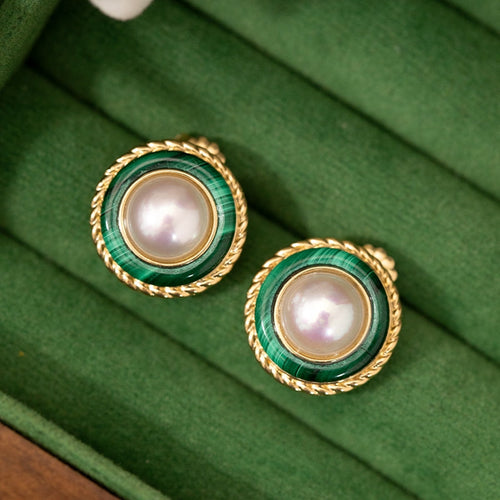 Malachite & Akoya Pearl Earrings