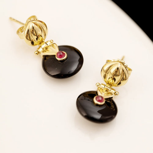 Onyx Earrings with ruby