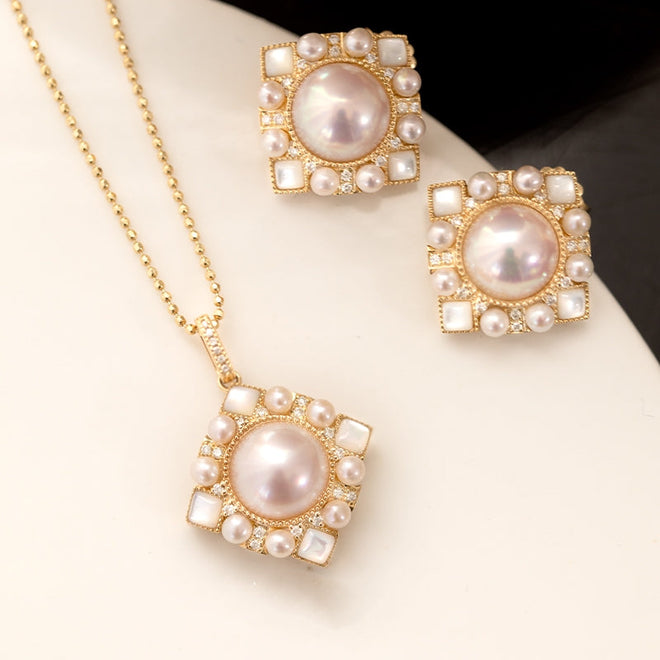 Akoya Pearl Pendant Earring With Diamonds