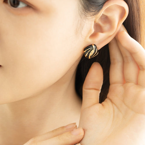 Black Enamel & White Enamel Earrings