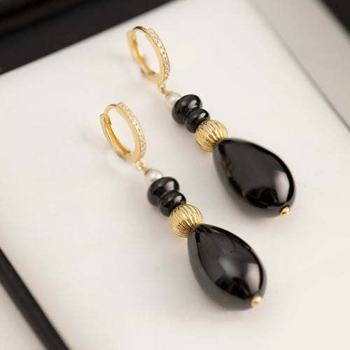 Black Spinal Drop Earrings