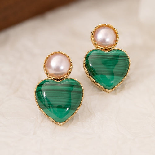 Malachite & Akoya Pearl Earrings