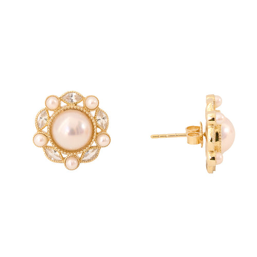 Akoya Pearl Earrings with white sapphire