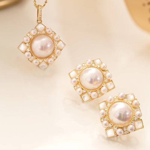 Akoya Pearl Pendant Earring With Diamonds