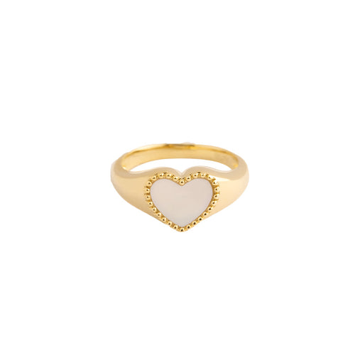 Mother Of Pearl Heart-shape Signit Ring