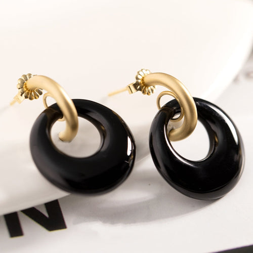 Onyx Donut Earrings