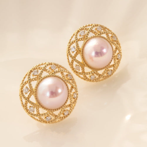 Akoya Pearl Earrings with Diamond