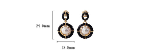 Akoya Pearl Diamond Earrings with Black Onyx