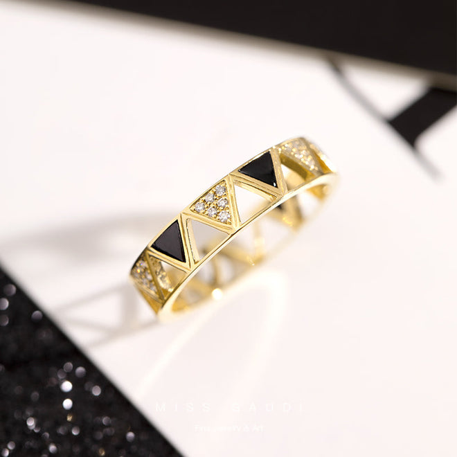 Black Spinal Band With Diamonds