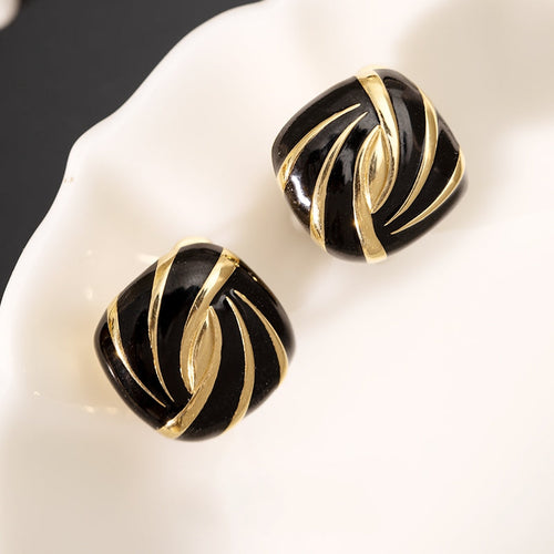 Black Enamel & White Enamel Earrings