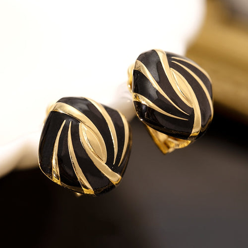 Black Enamel & White Enamel Earrings