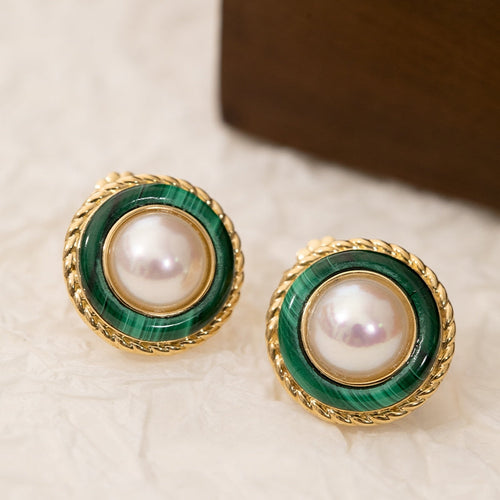 Malachite & Akoya Pearl Earrings