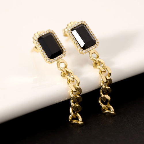 Black Spinal Earrings With Diamonds