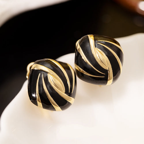 Black Enamel & White Enamel Earrings