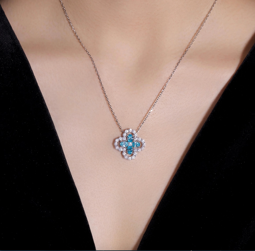 Blue Clover Necklace