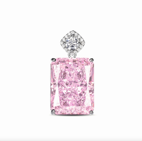 Emerald Cut Pink Zircon pendant