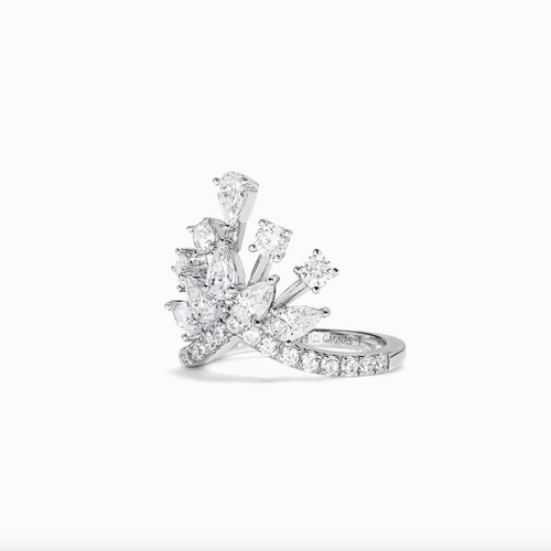 side view of Cubic zirconia crown engagement ring in silver