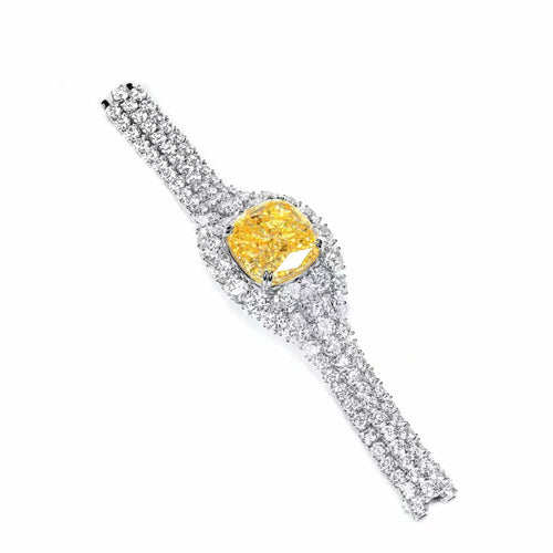 top view of Yellow cushion zircon fancy bracelet