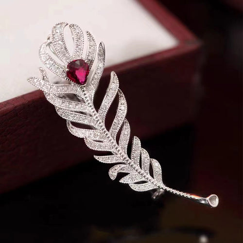 Diamond Brooch With Ruby