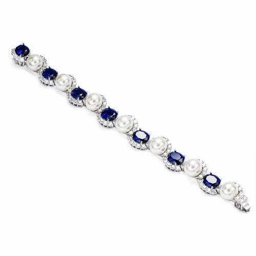 blue sapphire and pearl bracelet