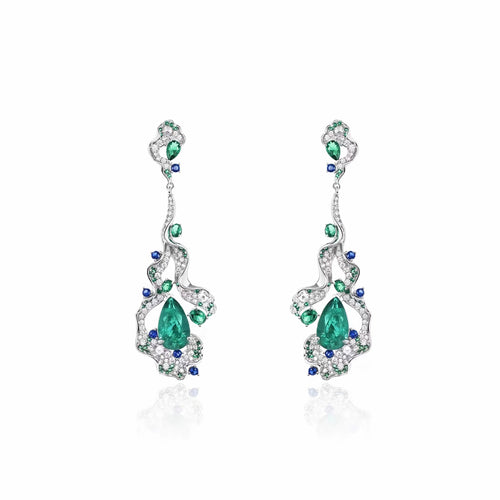 Pear green zircon fancy drop earrings