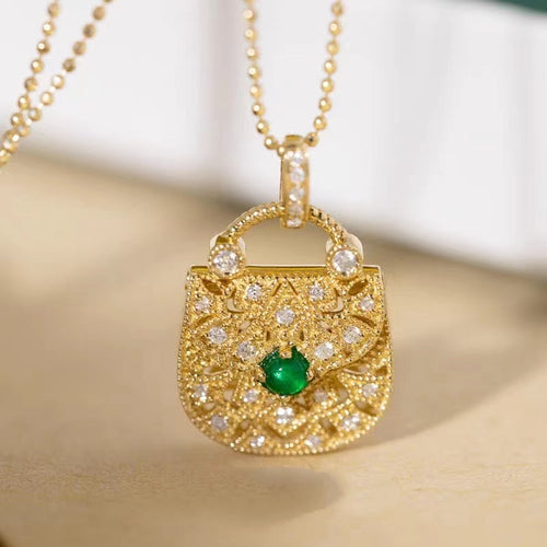 Akoya Pearl & Emeralds Pendant With Diamond