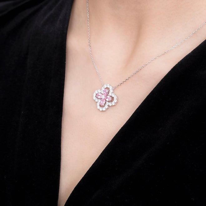 Pink Clover Necklace