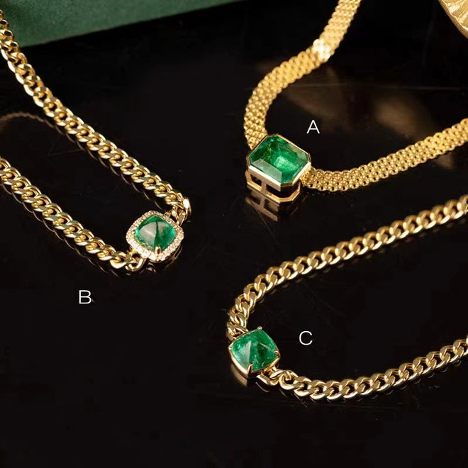 Emerald Necklaces & Bracelet with Diamond