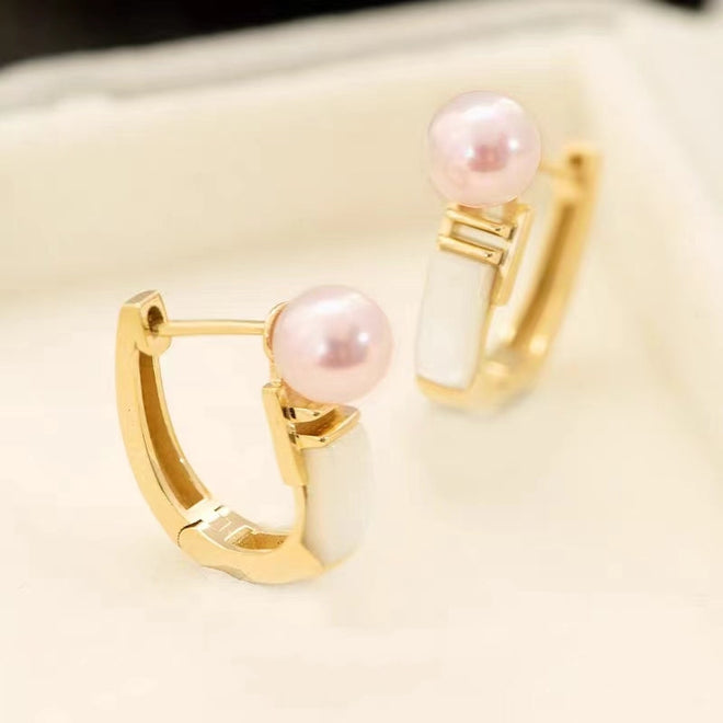 Akoya Pearl Earrings with Mother of pearl