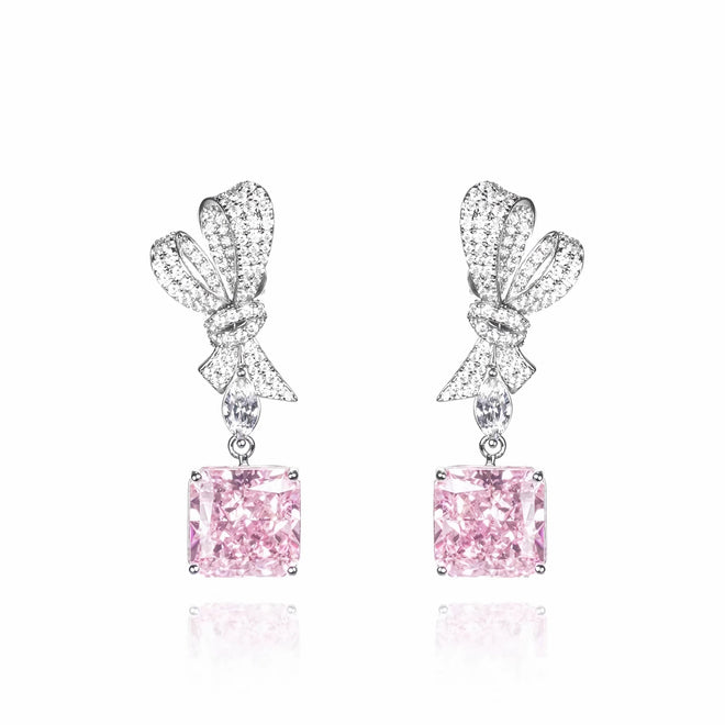 Pink cubc zirconia earrings in silver