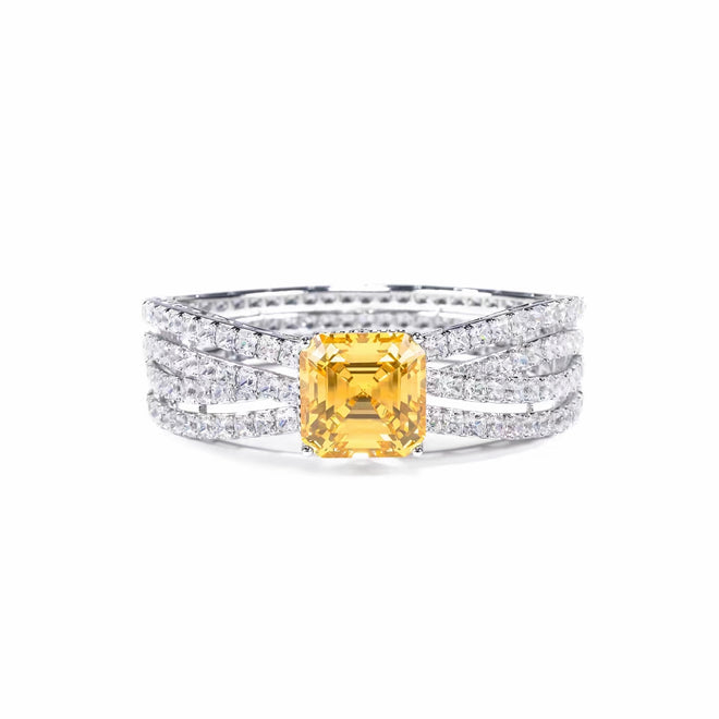 Front view of Yellow Zircon Silver Bangle