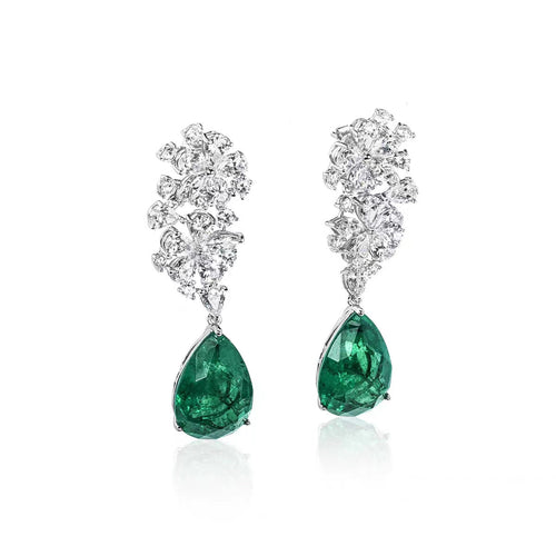 Pear green zircon earrings