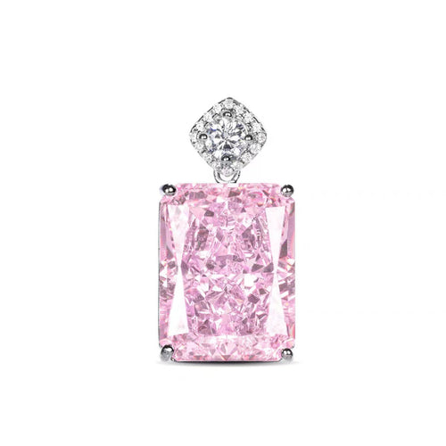 Pink radiant zirconia pendant in silver