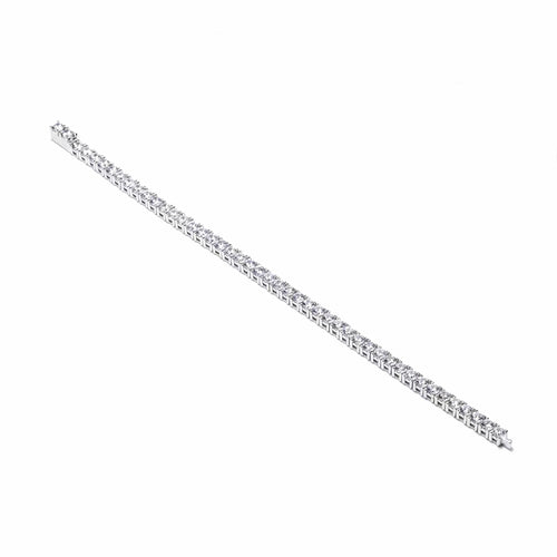 top view of Round zircon tennis bracelet in silver