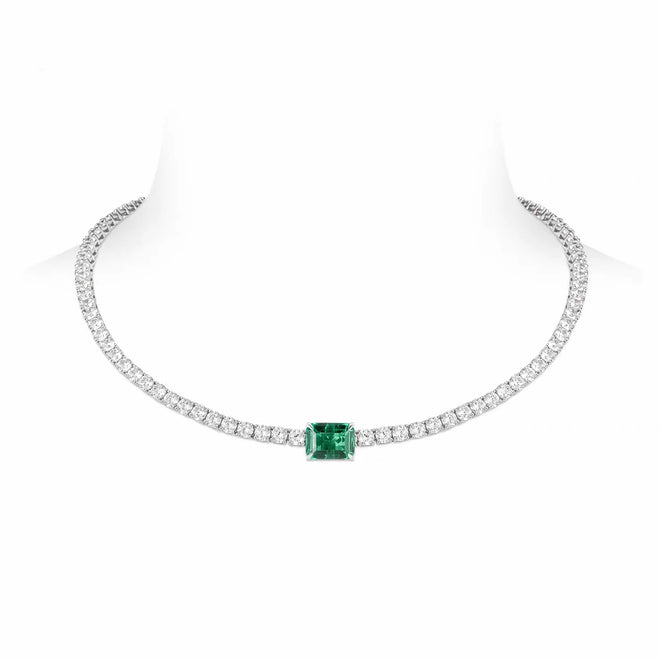 Green Zircon necklace in silver