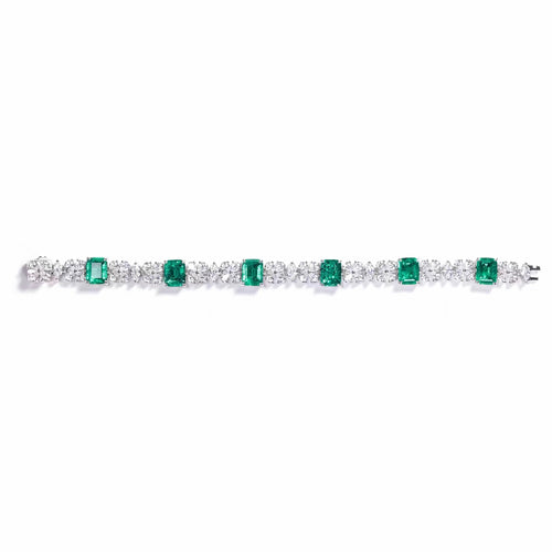 Green zircon bracelet with fancy white zircons