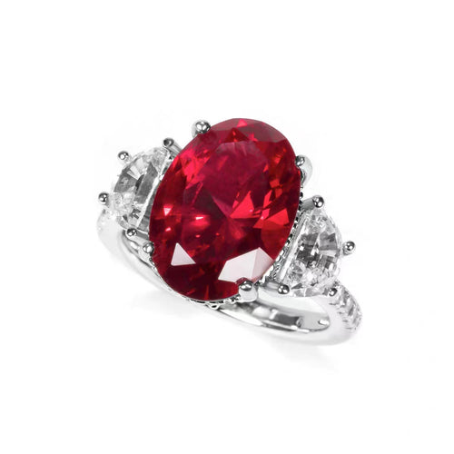 side stone Three-stone zircon engagement ring in silver